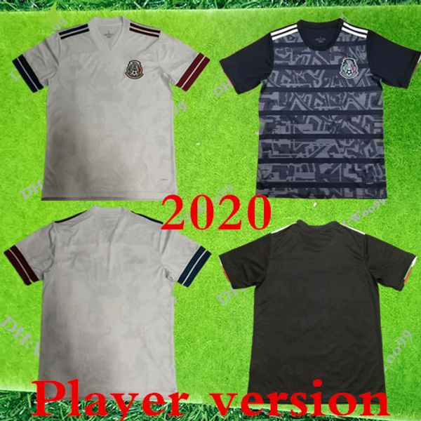 

new player version 2020 mexico america away white soccer jersey # 14 chicharito 2019 2020 mexico # 22 h.lozano raul 9# black football shirts, Black;yellow