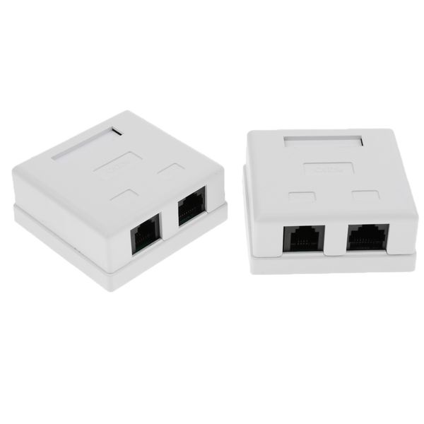 

2pieces 2-port rj-45 cat6 8p8c ethernet lan network cable wall surface mount box