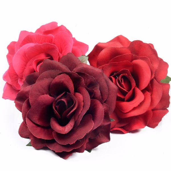 

1pcs 10 cm large artificial rose silk flower heads for wedding home decoration diy wreath scrapbooking craft fake flowers wall