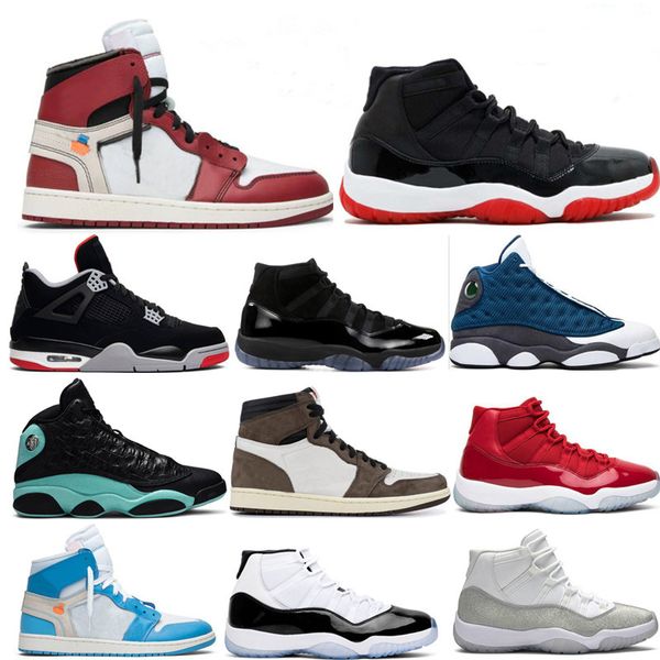 

11 men 11s bred metallic silver concord basketball shoes 1 1s travis scotts 4s white ceme island green 13 sneakers sport shoes with box