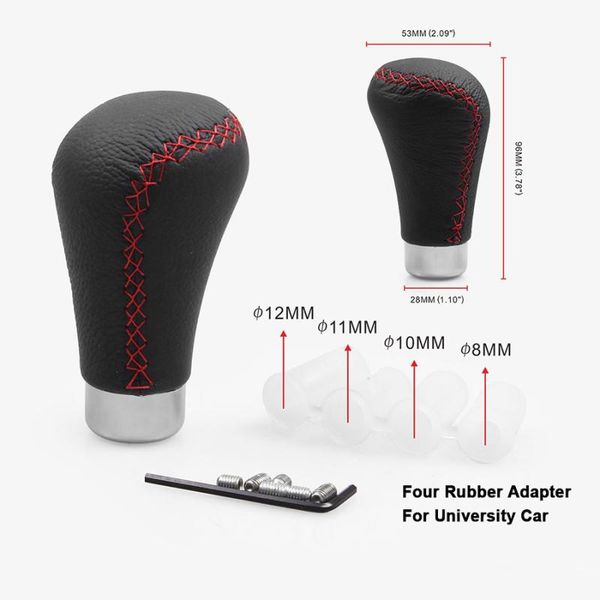

automobile refitting universal shift lever knob gear stick shift knob true leather red line black line gear