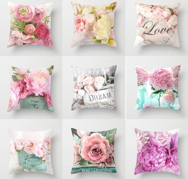 

rose printed pillow case floral cushion cover for sofa bed home decoration rose flower throw pillow case 45*45cm