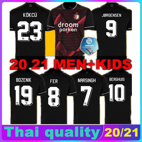 

2020 2021 feyenoord soccer jerseys away berghuis 20 21 feyenoord rotterdam jorgensen kokcu sinisterra toornstra men kids football shirts, Black;yellow
