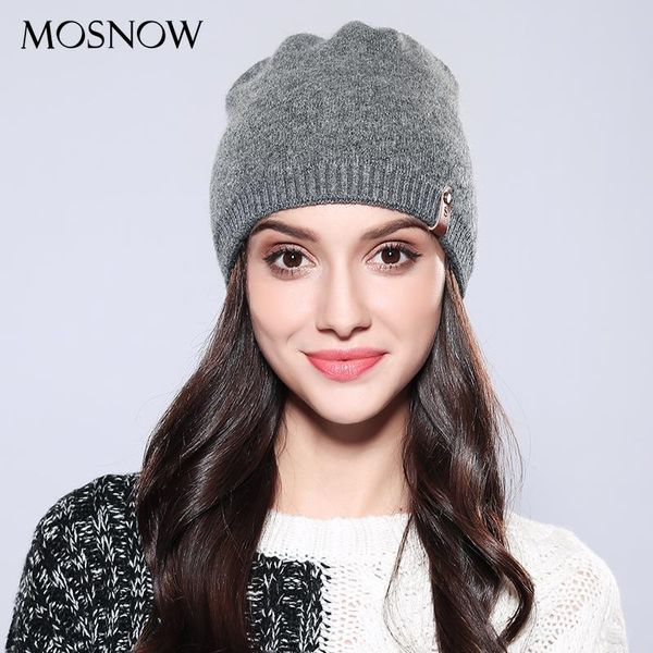 

mosnow women ladies beanie casual wool 2018 brand new autumn winter solid knitted women's hat female caps #mz748 s18120302, Blue;gray