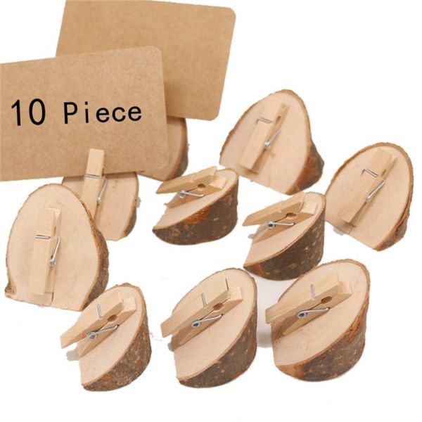 

10pcs/set wooden base rustic wedding table number stand place name memo card stand holder diy home wedding party decor