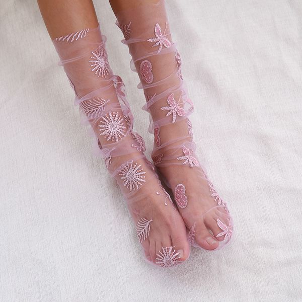 

sweet women girls ruffles ankle high stockings retro mesh sheer embroidery fish net short stockings dropshipping wholesale, Black;white