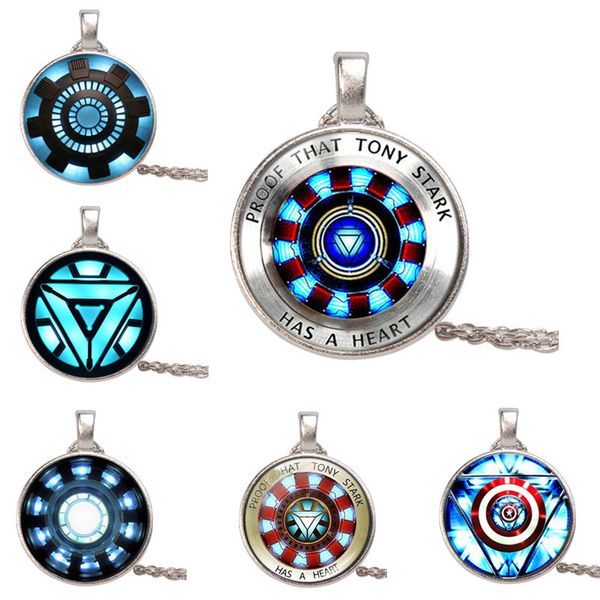 

avenger necklaces iron man captain america time gem pendant sweater chain cartoon jewelry 1 1cm uu, Silver