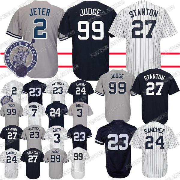 

99 Aaron Judge Yankees jersey 27 Giancarlo 2 Derek 24 Gary jerseys 3 Babe Ruth 7 Mickey Mantle Baseball Jerseys