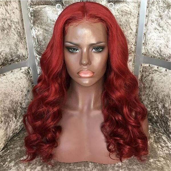 

smooth loose wave wig burgundy color 13x6 lace front wig deep parting remy hair pre plucked full lace human hair wigs, Black;brown
