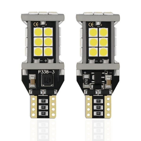 

2 pcs 1200 lumens bright error canbus extremely bright 3030 smd t15 912 w16w 921 led bulbs for backup reverse lights xenon white