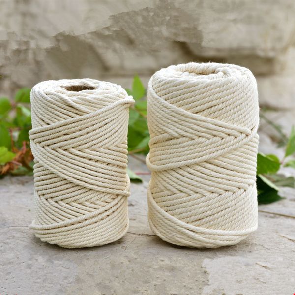 

1mm/3mm/4mm/6mm/8mm10mm natural handmade cotton cord thread macrame crochet rope diy hanging tapestry weaving yarn knitting rope, Black;white