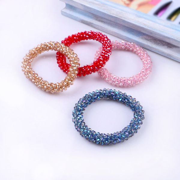 

new women hair rope plastic elastic hair bands bling accessories