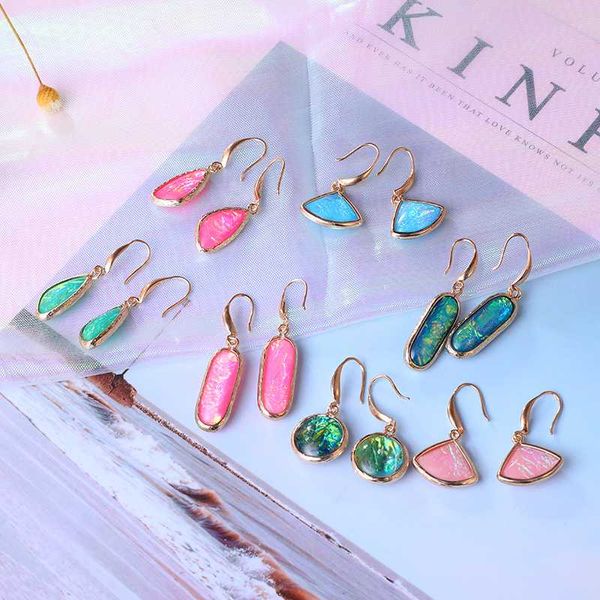 

boho korean colourful crystal earrings fashion teardrop geometric dangle earrings for women luxury glass jewelry aretes 2020, Silver