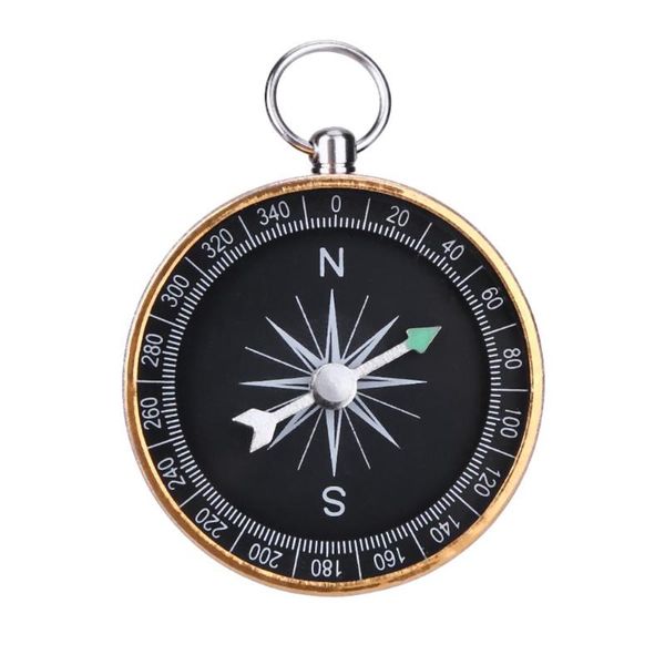 

portable outdoor aluminum camping compass keychain for presents gift gold outdoor hiking climbing tools dropshipping