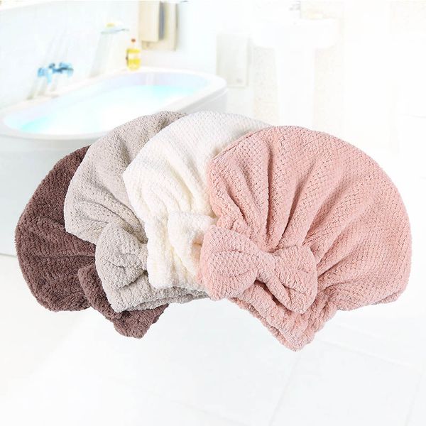 

coral fleece bath shower caps wrapped drying towel super absorbent home textile bathroom accessories quickly dry hair hat