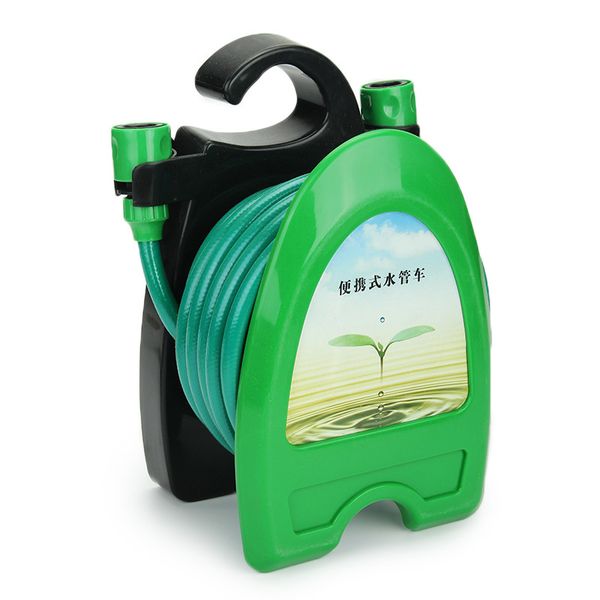 

10m 32ft portable mini water hose reel garden watering car washing hose pipe storage holder kit