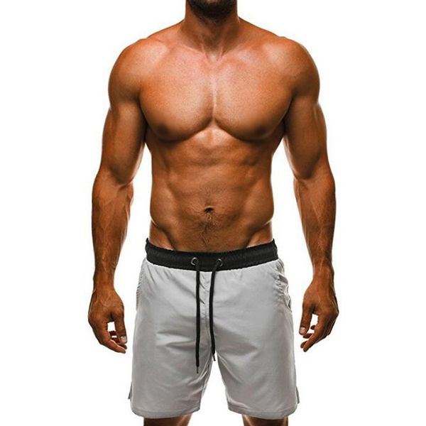 

men's casual sport beach workout shorts running jogging basketball pocket nylon beach shorts casual loose, White;black