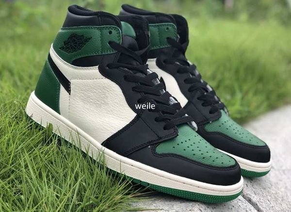 

new 1s high og pine green mens basketball shoes,pine green sail-black athletic sport sneakers 555088-302 size us 7-13