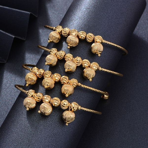 

wando 4pc trendy gold color bangle for women/girl special dubai wedding bride bracelet ramadan middle east jewelry bead bangles, Black