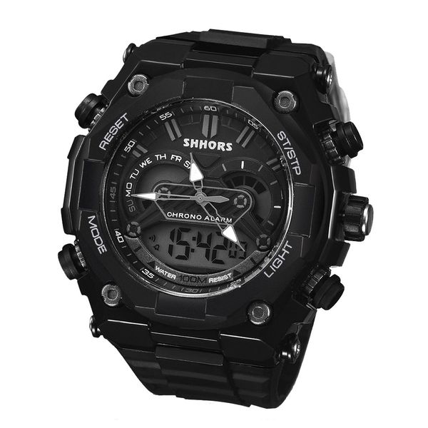 

men's fashionable multi-functional student electronic watch outdoor sports dual-display waterproof digital watch masculino, Slivery;brown