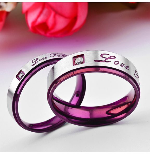 

корейская версия самого продаваемого фиолетового ветра бриллиантовая пара кольцо из нержавеющей стали день святого валентина мода шарм подар, Silver