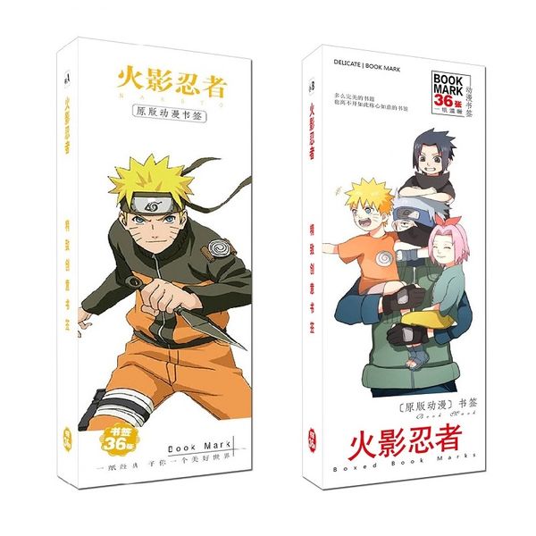 

36 pcs/set japanese anime naruto paper bookmark book holder message card stationery bookmarks