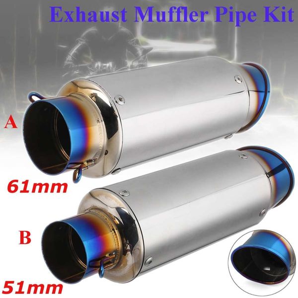 

51mm/61mm universal stainless steel exhaust muffler pipe 290mm with kit motorcycle atv scooter for for