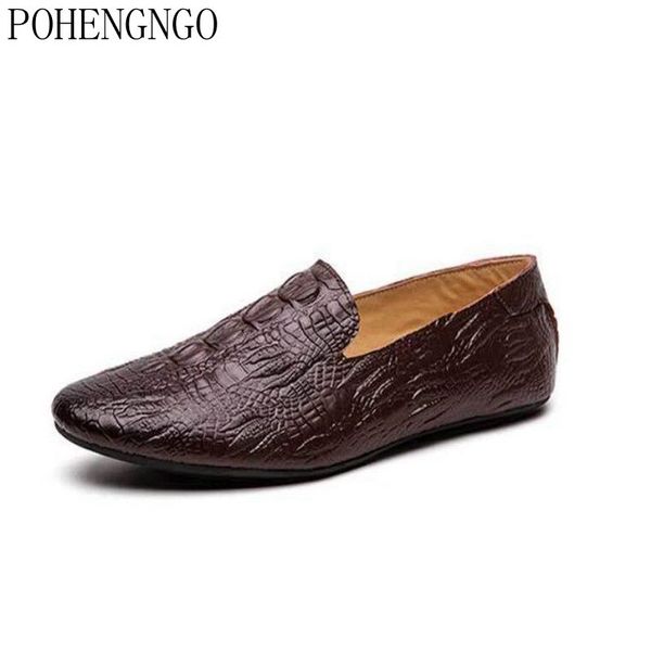 

new men shoes leather crocodile casual loafers men moccasins shoes slip-on soft flats footwear lightweight driving 2019, Black