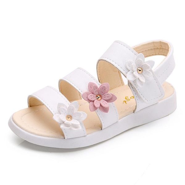 

girls sandals flowers sweet soft children's beach shoes kids summer floral sandals princess fashion cute breathable non-slip, Black;red