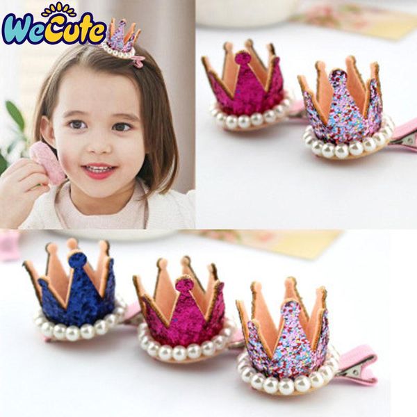 

клип wecute pearl корона шпильки ребёнка принцесса аксессуары для волос детей детей моды блеск headwear волоса горячего puryf, Black