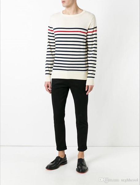 

l920 autumn winter men fashion long sleeve knitwear the stripe couple sweaters loose pullover designer sweaters new black sweaters male, White;black