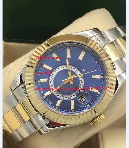 

luxury watch 42mm 326933 blue dial yellow gold and steel mechanical automatic men's watch wristwatches, Slivery;brown