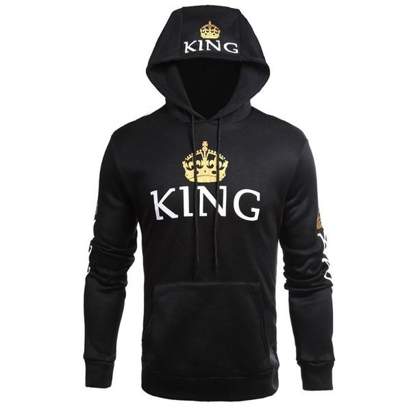 

king queen hoodies printed fashion hoodies hooded collar polyester fiber lovers long-sleeved sweater, White;black