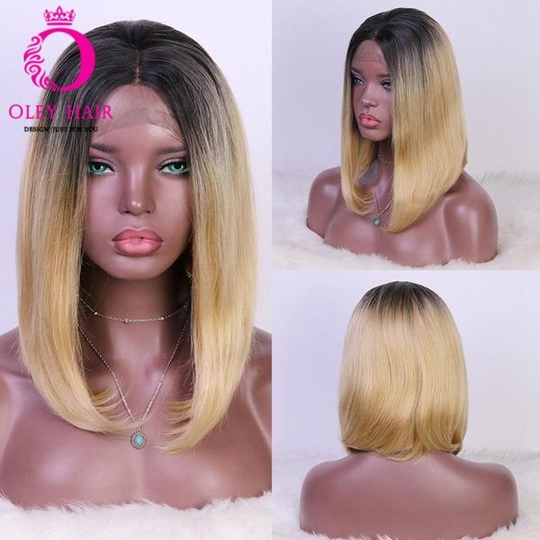

oley hair fashion short ombre blonde wig термостойкий прямой синтетический парик фронта шнурка косплей боб парики для чернокожих женщин, Black