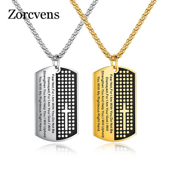 

modyle dog tag cross necklaces & pendant gold color stainless steel chain bible scripture christian jewelry christmas gift, Silver