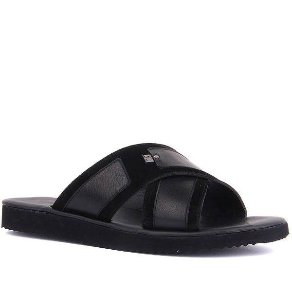 

sail-lakers black suede leather men 's outdoor slipper