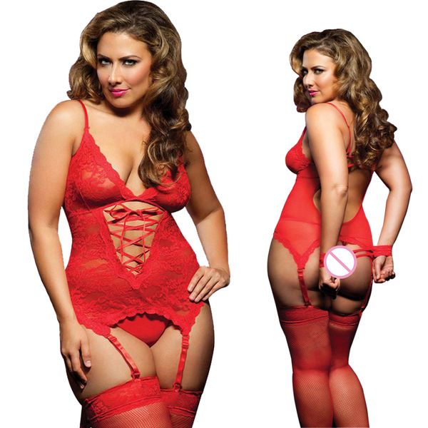 

fashion s-6xl black purple nightdress plus size lingerie lace baybyoll sleepwear underwear+g string hipping, Black;red