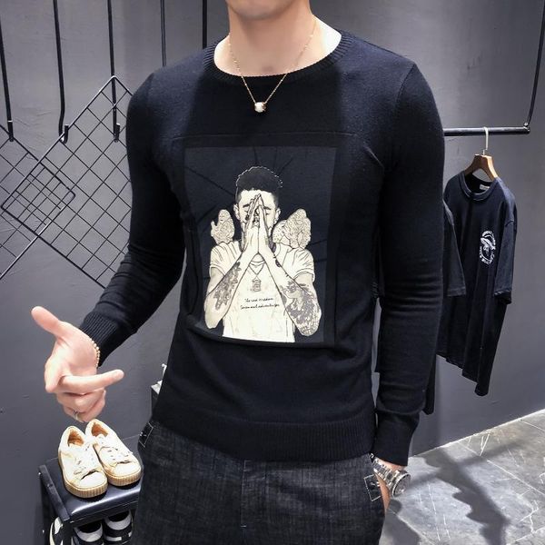 

личность pattern вязаный свитер masuclino slim fit прицепные homme британский дизайнер свитер мужской мужчина для пуловеры, White;black