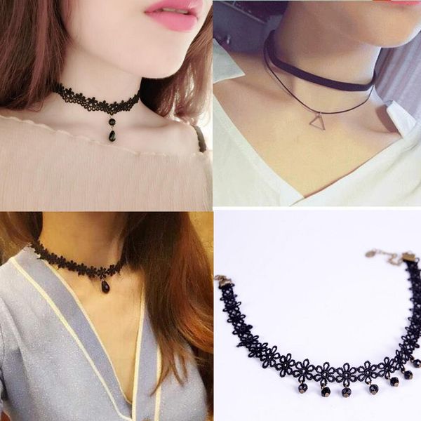 

wholesale 2017 fashion trendy hollow flower pendant water drop chokers necklace collar jewellry women jewelry, Silver