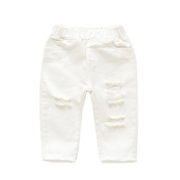 

children's denim ninth ripped jeans fashion cotton casual cowboy trousers fringes and holes white color girls jeans 1 to 5 years, Blue