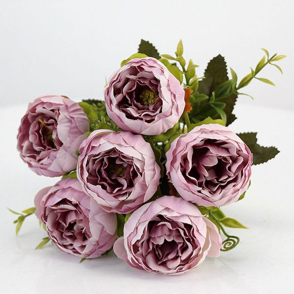 Acheter Violet Rose Grande Pivoine Fleurs Artificielles élégant Belle Soie Fausses Fleurs Fleur Pivoines Mariage Maison Fête Décoration Feuille De