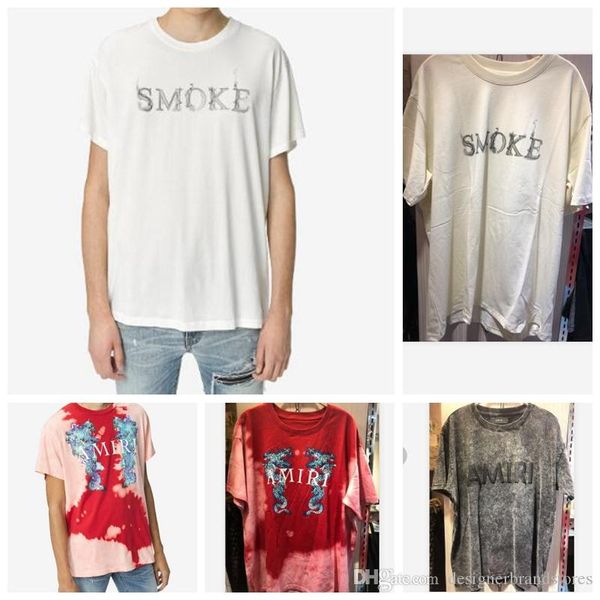 

20ss лето качество хороший дизайнер амири мужские футболки tee из хлопка дизайнер одежды tshirts марка короткие рукава футболки большие парн, White;black
