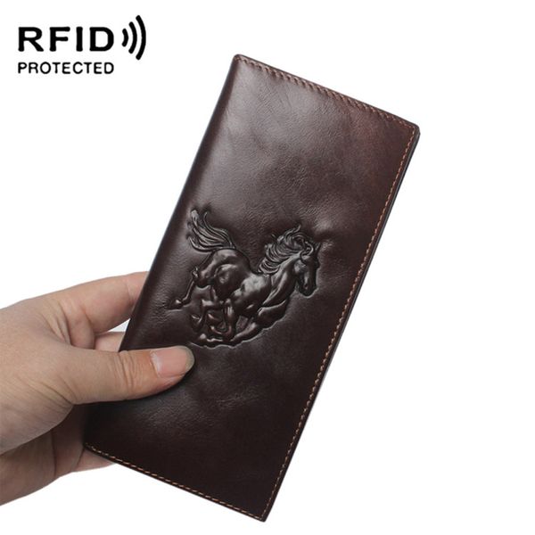 

rfid blocking genuine leather fold over wallet horse pattern cowhide clutch wallets card slot interior zipper pocket banknote purse, Red;black