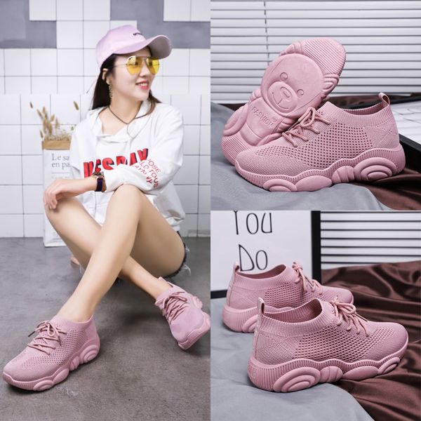 

women's chunky sneakers 2019 breathable women platform socks shoes lace up soft vulcanize shoes woman walking running trainers