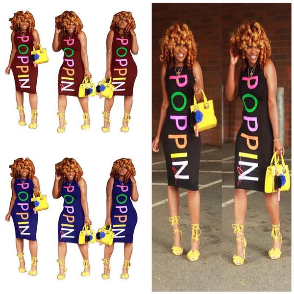 

women poppin dress sleeveless vest bodycon dress rainbow letter print one-piece skirt poppin design beach long dress clue clothes 2xl, White