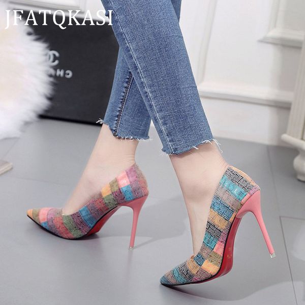 

women high heels summer pointed thin heel colorful basic female pumps us-euro style fashion brand ladies working shoes new style, Black