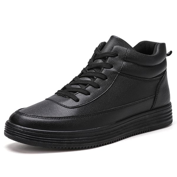 

men leather casual shoes sneakers zapatos de hombre sapato high loafers mens casual shoes moccasins, Black
