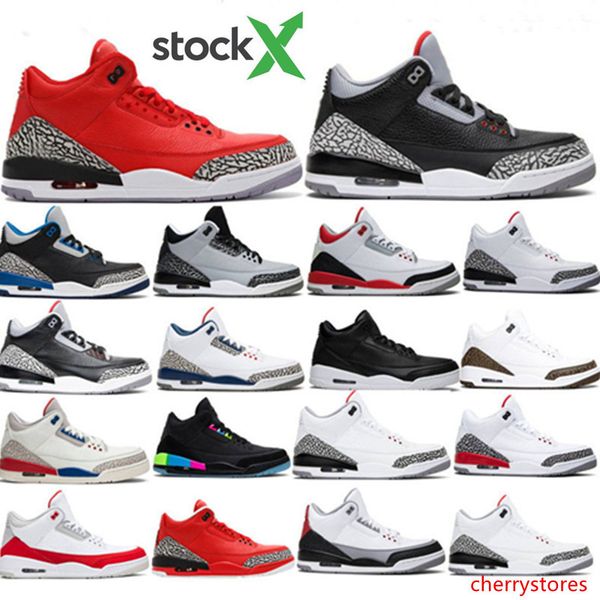 

2020 3 wolf grey red hall of fame basketball shoes mens 3s fire red black white cement sport sneaker katrina true blue sneakers designer