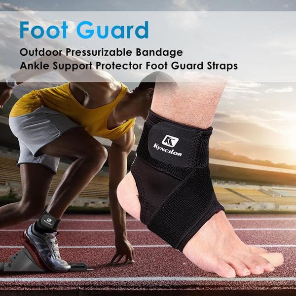 

outdoor pressurizable bandage ankle support protector foot guard warm brace nursing anti sprain straps for sport basketball, Black