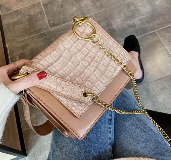 

ретро камень pattern искусственная кожа небольшой crossbody сумки для женщин цепи плеча сумка женская сумка